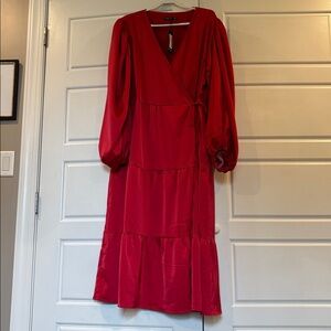 NWT Nasty Gal Vibrant Red V-Neck Wrap Dress